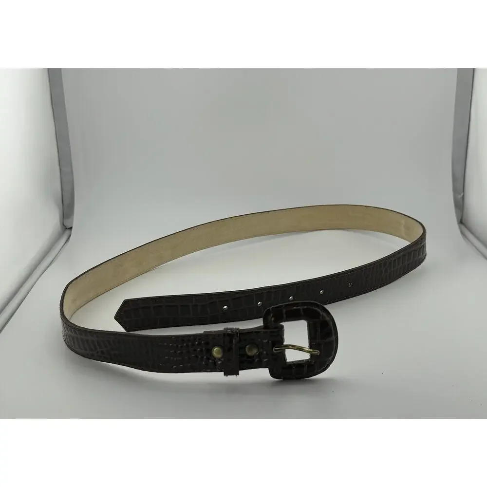 EUC VINTAGE VTG Faux Croc Leather Brown Belt Med Large‎ 12
